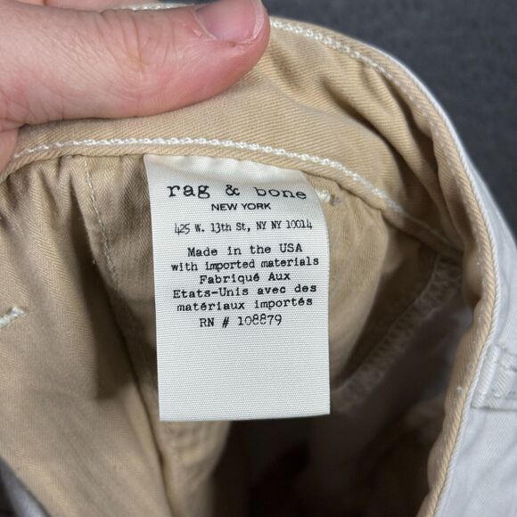 Rag & Bone Pants Mens 32x31 Ivory Beige Slim Fit Stretch Chinos Made in USA - Picture 6 of 14